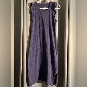 Universal Thread Navy Blue Sleeveless Knit Midi Dress w/ Slit, Ruffles S